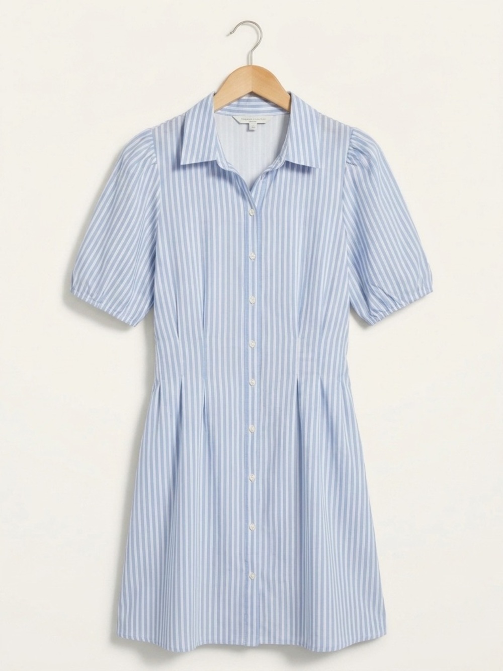 Carolina Constas Cotton Striped Puff Sleeve Mini Dress with Pockets